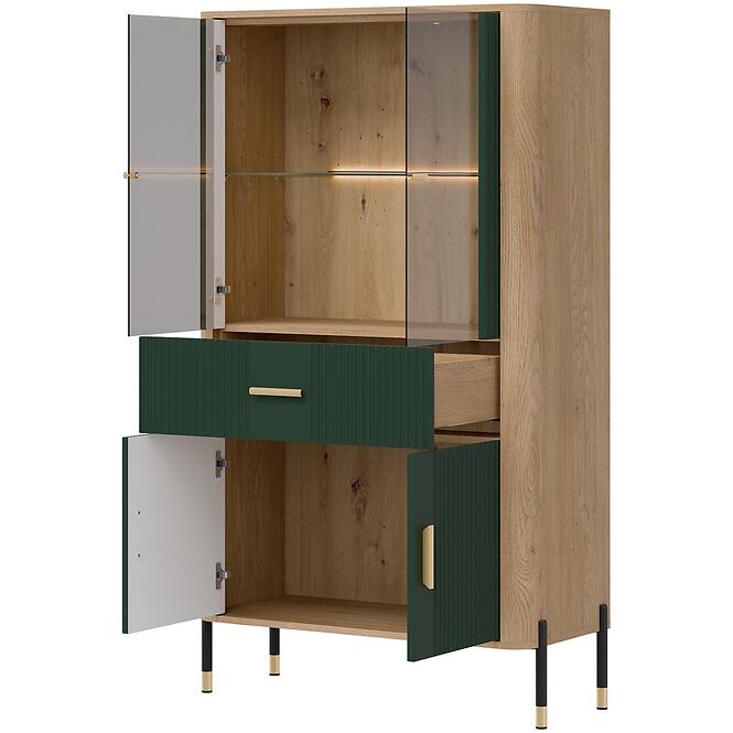 Vitrin Alacsony Dante Dt12 Tölgy Cremona/Zöld