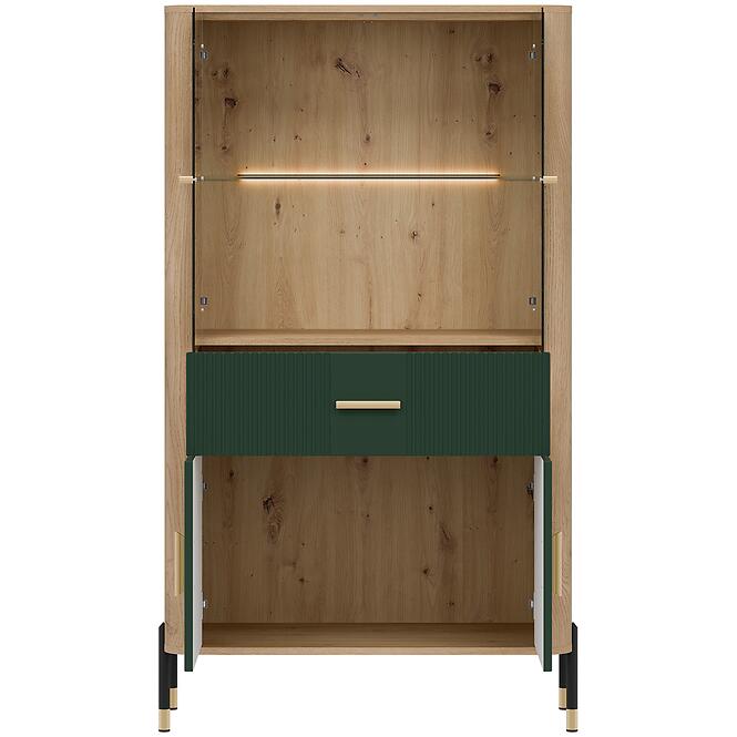 Vitrin Alacsony Dante Dt12 Tölgy Cremona/Zöld
