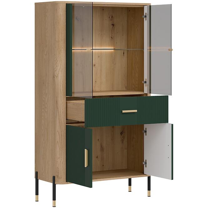 Vitrin Alacsony Dante Dt12 Tölgy Cremona/Zöld