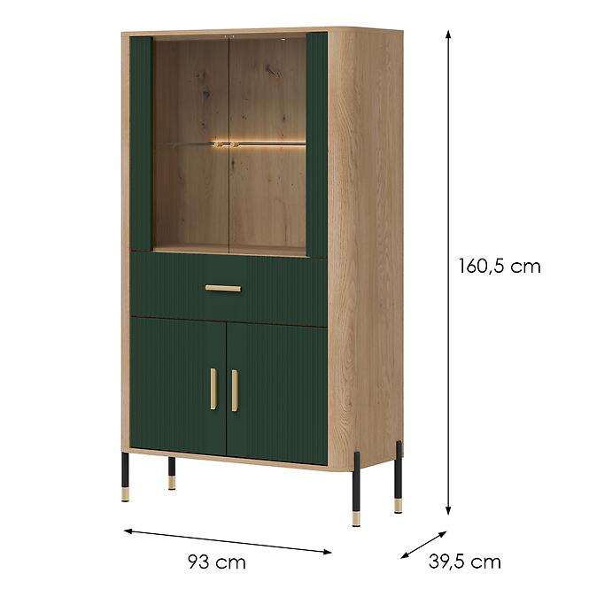 Vitrin Alacsony Dante Dt12 Tölgy Cremona/Zöld