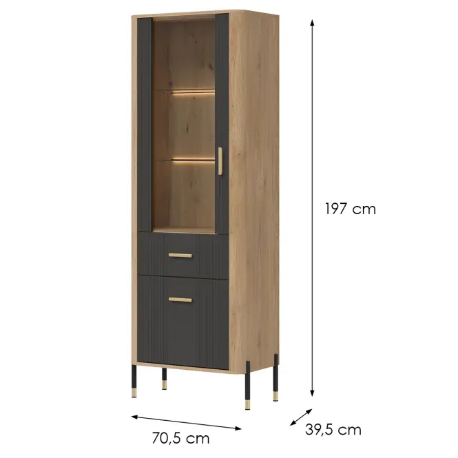 Vitrin L/P Dante Dt13 Tölgy Cremona/Antracit