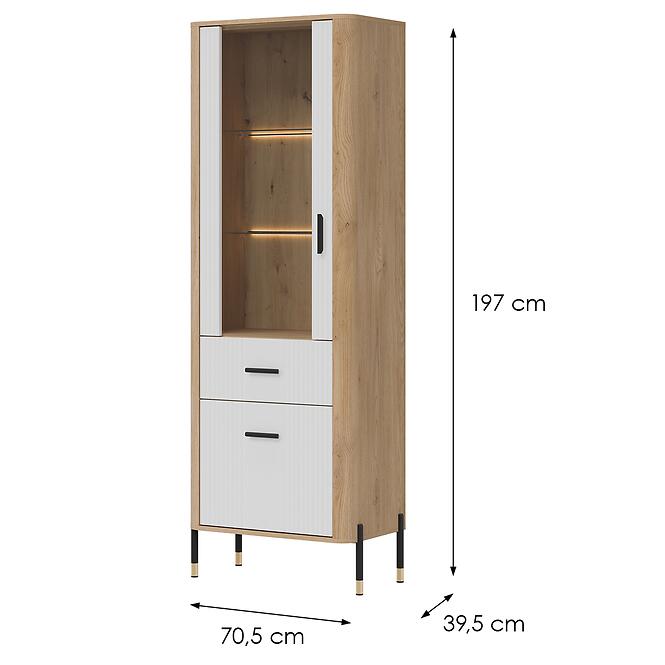 Vitrin L/P Dante Dt13 Tölgy Cremona/Fehér