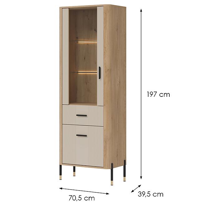 Vitrin L/P Dante Dt13 Tölgy Cremona/Kasmír