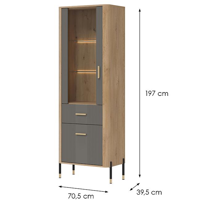 Vitrin L/P Dante Dt13 Tölgy Cremona/Szürke