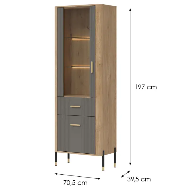 Vitrin L/P Dante Dt13 Tölgy Cremona/Szürke,7