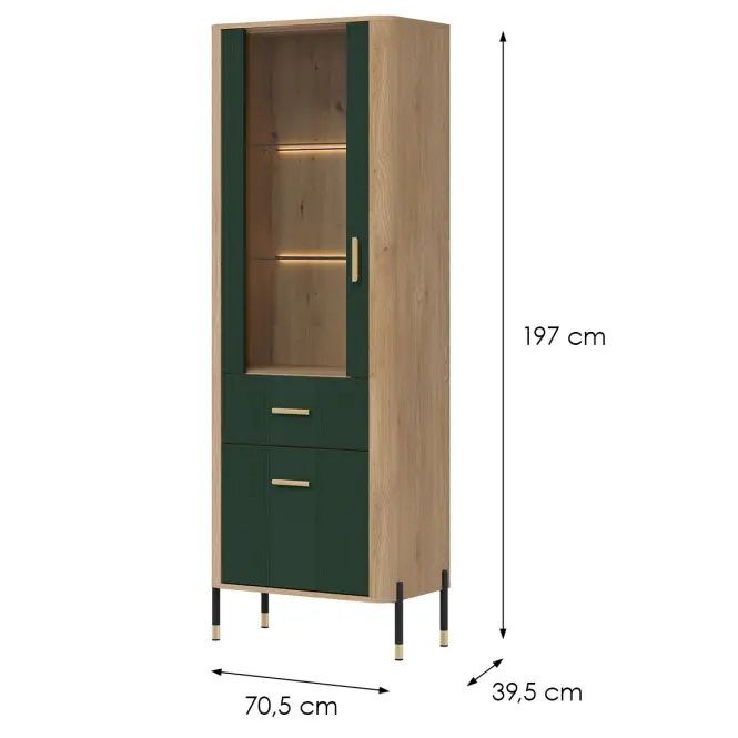 Vitrin L/P Dante Dt13 Tölgy Cremona/Zöld