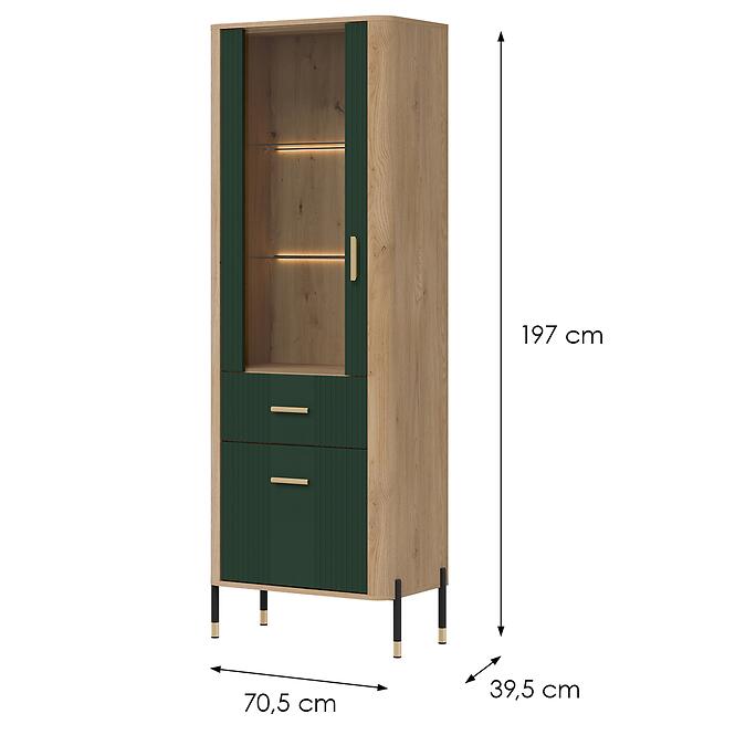 Vitrin L/P Dante Dt13 Tölgy Cremona/Zöld
