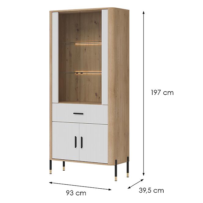 Vitrin Dante Dt14 Tölgy Cremona/Fehér