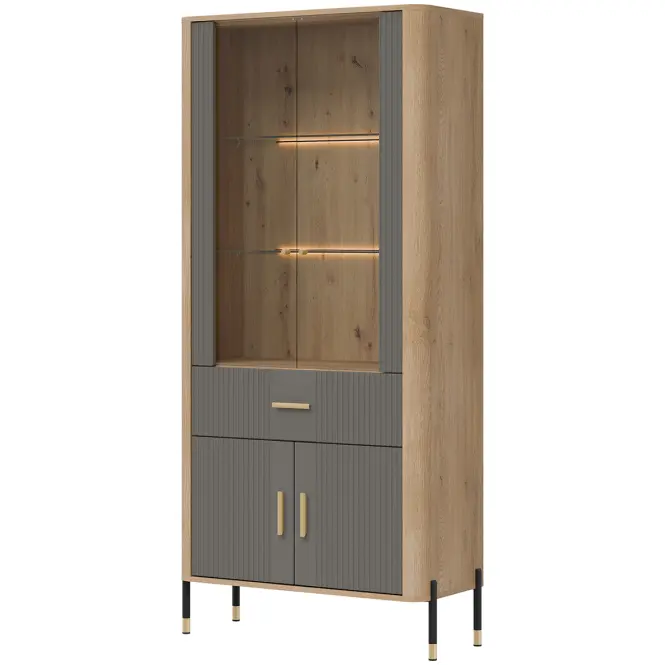 Vitrin Dante Dt14 Tölgy Cremona/Szürke