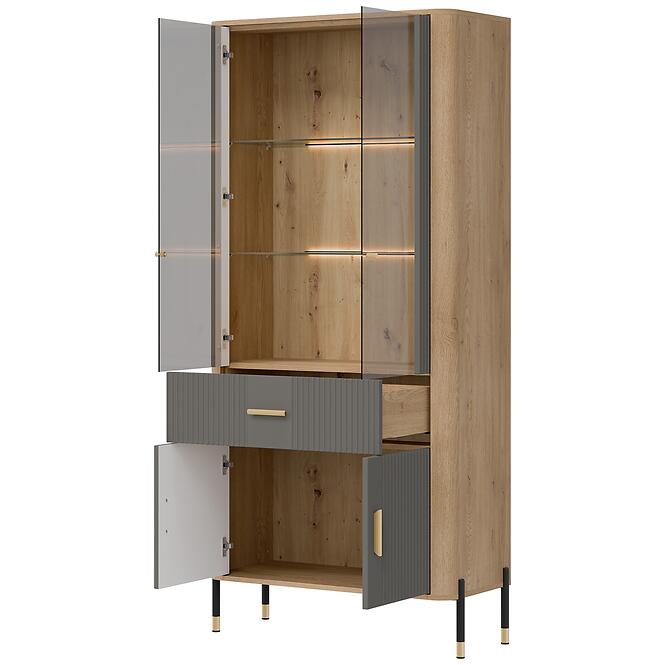 Vitrin Dante Dt14 Tölgy Cremona/Szürke