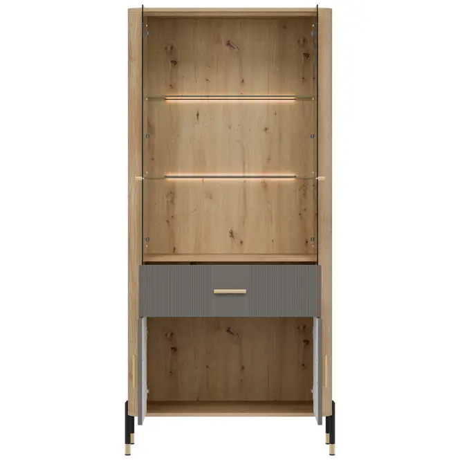 Vitrin Dante Dt14 Tölgy Cremona/Szürke