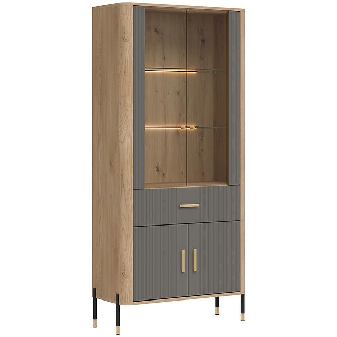 Vitrin Dante Dt14 Tölgy Cremona/Szürke