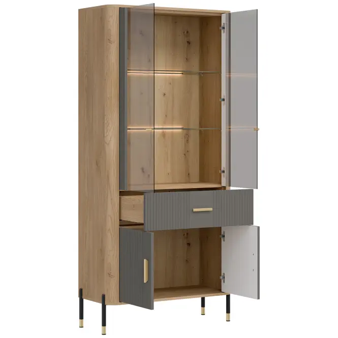 Vitrin Dante Dt14 Tölgy Cremona/Szürke
