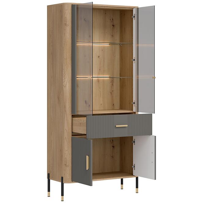 Vitrin Dante Dt14 Tölgy Cremona/Szürke