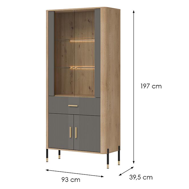 Vitrin Dante Dt14 Tölgy Cremona/Szürke