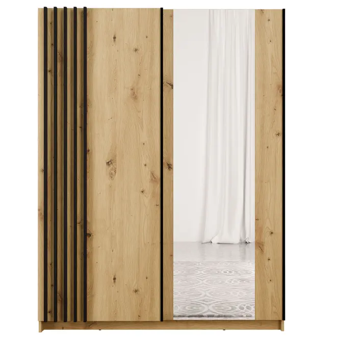 Szekrény Bayadero 10 III artisan/fekete lamellák,2