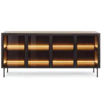 Komód Lumi B 181 4d + Led Tölgy Dunin + Fekete