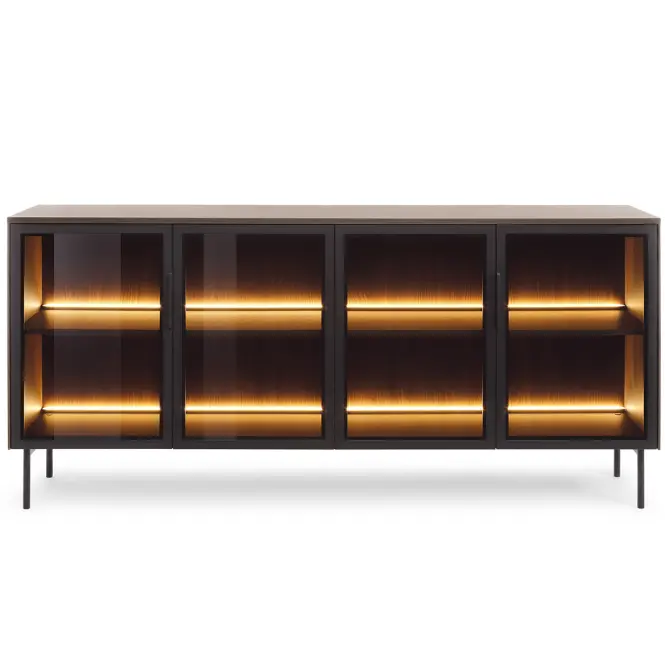 Komód Lumi B 181 4d + Led Tölgy Dunin + Fekete