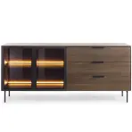 Komód Lumi C 181 2d3s + Led Tölgy Dunin + Fekete