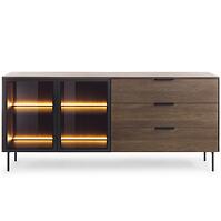 Komód Lumi C 181 2d3s + Led Tölgy Dunin + Fekete