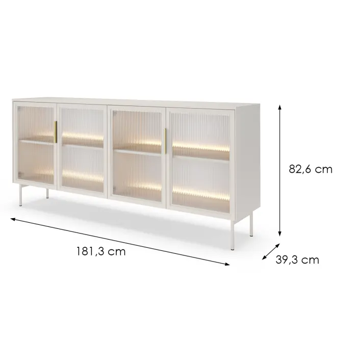 Komód Lumi B 181 4d + Led Kasmír