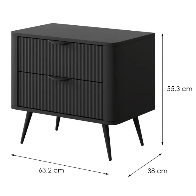 Éjjeliszekrény Lante  G 2s- 1darab Fekete,2