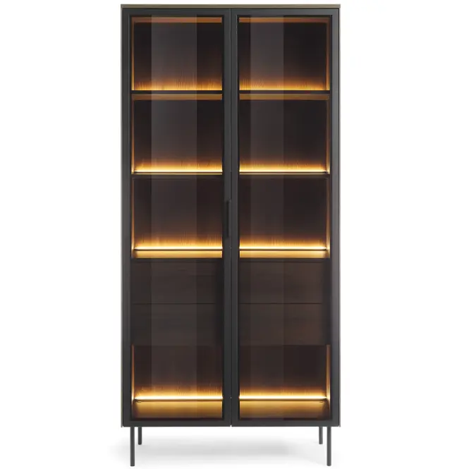 Vitrin Lumi Magas A 91 2d2s + Led Tölgy Dunin + Fekete