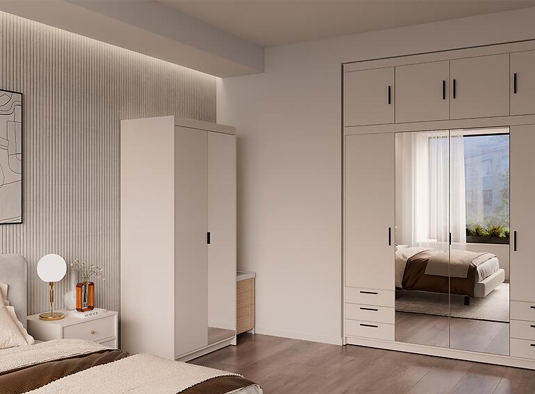 Szekrény Elena 2D 1tükör homokbézs