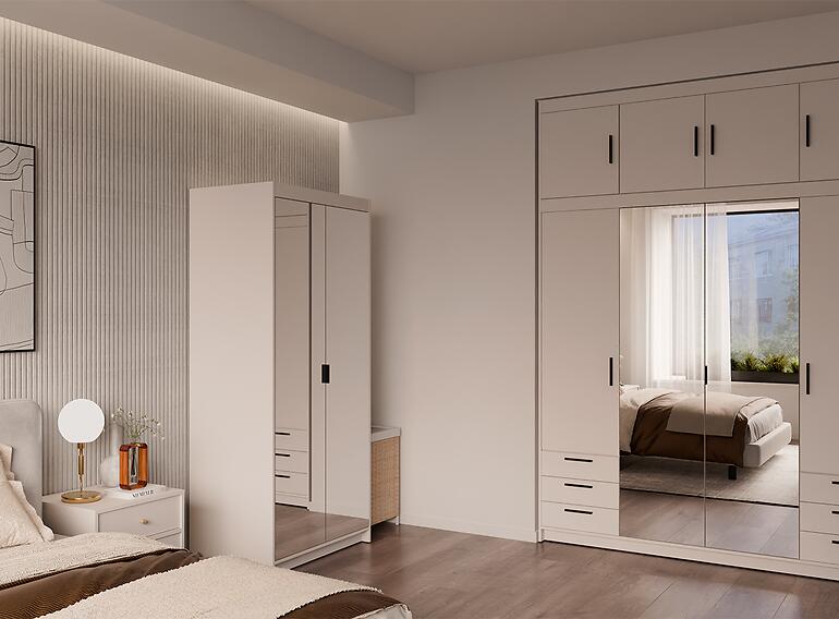Szekrény Elena 2D tükör homokbézs