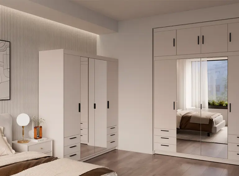 Szekrény Elena 4D 6S tükör homokbézs