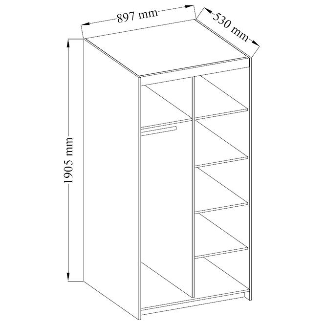Szekrény Elena 2D tölgy olajozott,8