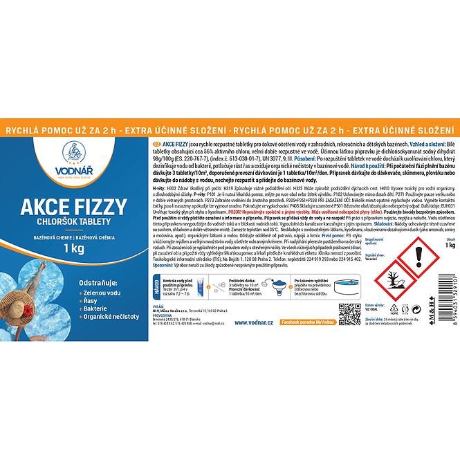 Vodnar Medence tabletták Akce Fizzy 1 kg