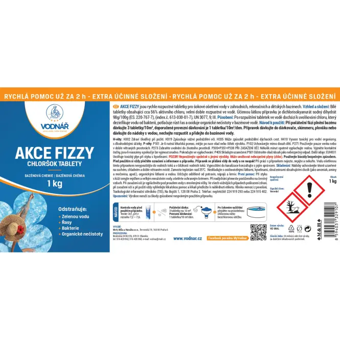 Vodnar Medence tabletták Akce Fizzy 1 kg,2