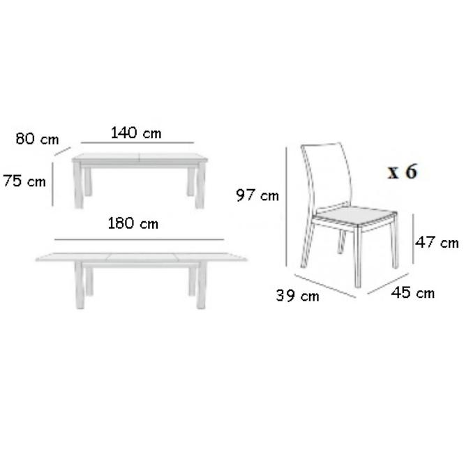 Étkezőgarnitúra Marzena 1+6 tölgy lefkas