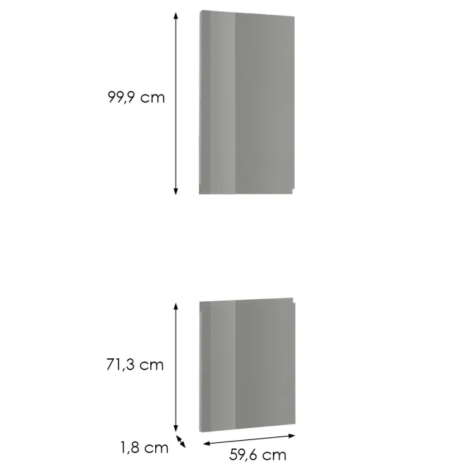 Előlap szekrény Luxeo F02-D60PWN grey lak,2