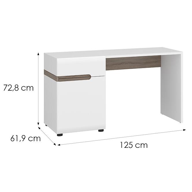 Íróasztal Linate típus 80 1D-1S fehér alpesi/trüffel/mdf fehér L