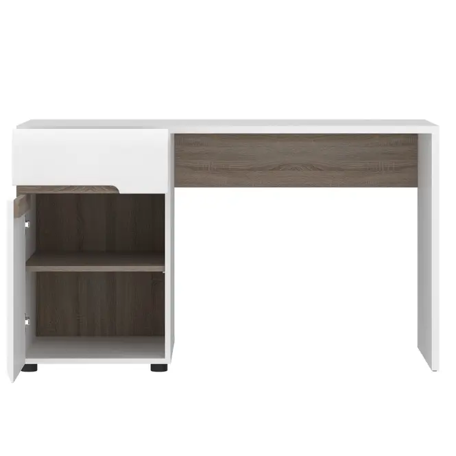 Íróasztal Linate típus 80 1D-1S fehér alpesi/trüffel/mdf fehér L