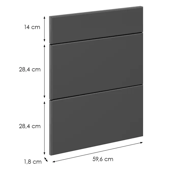 Előlap szekrény Luxeo F16-D60S3-AX vékony keret dark grey,2