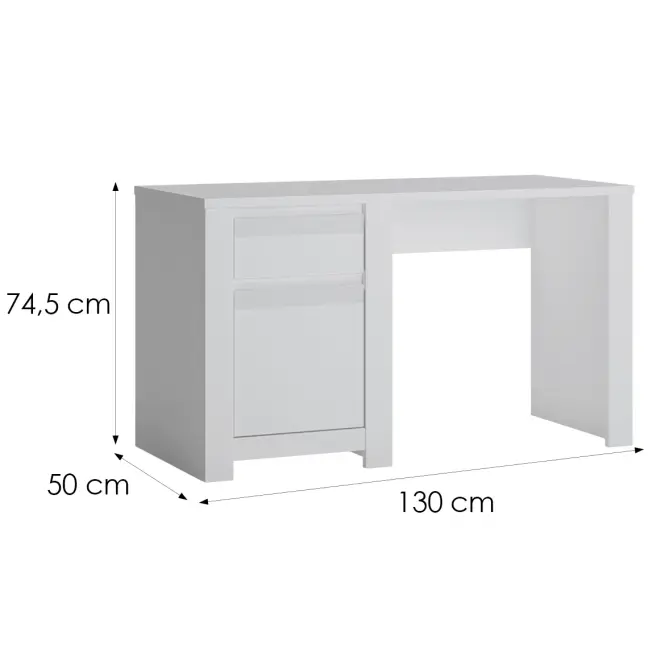 Íróasztal Novi NVIB01 1D1S fehér alpin/pvc fehér szupermat