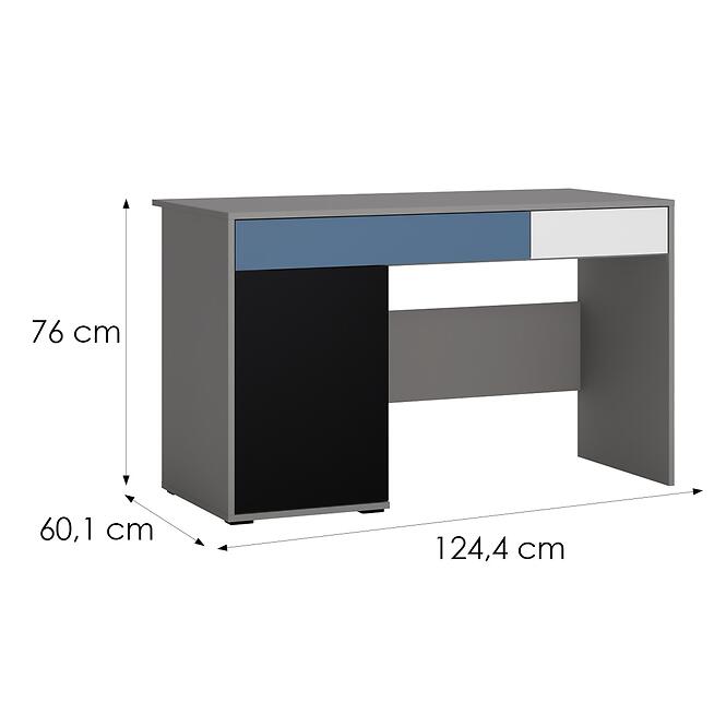 Íróasztal Laser LASB01B 1D2S platina szürke/fekete gyöngy/fehér alpesi