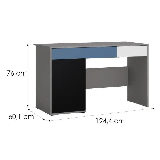 Íróasztal Laser LASB01B 1D2S platina szürke/fekete gyöngy/fehér alpesi,2