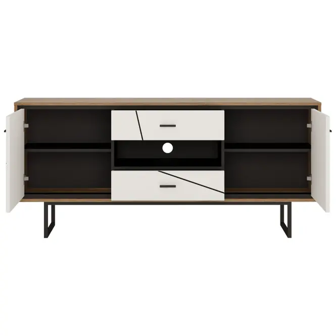 Komód Brolo BROK01 2D2S tölgy catania/fekete gyöngy/mdf fehér HG,3