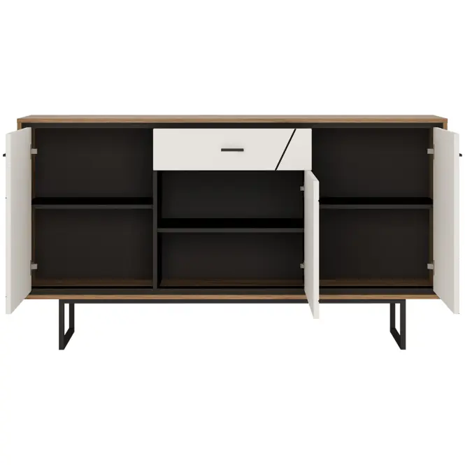 Komód Brolo BROK04 3D1S tölgy catania/fekete gyöngy/mdf fehér HG