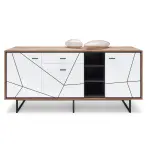 Komód Brolo BROK06 3D1S tölgy catania/fekete gyöngy/mdf fehér HG