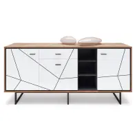 Komód Brolo BROK06 3D1S tölgy catania/fekete gyöngy/mdf fehér HG