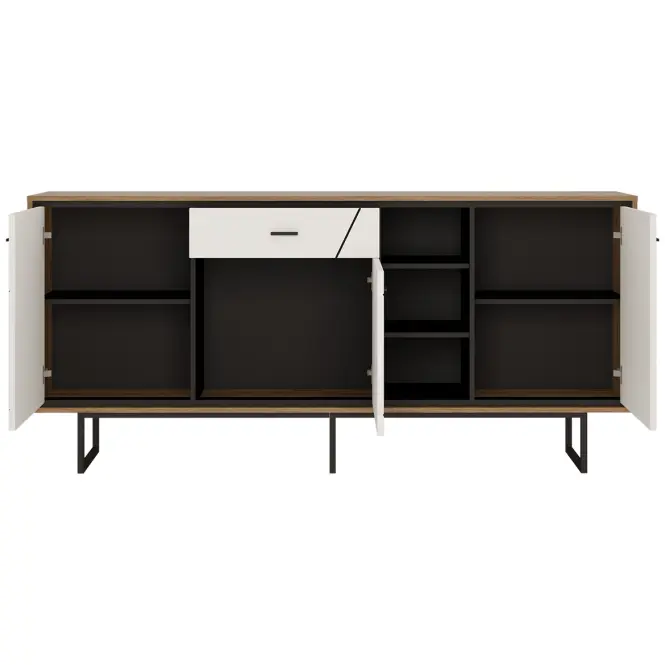 Komód Brolo BROK06 3D1S tölgy catania/fekete gyöngy/mdf fehér HG