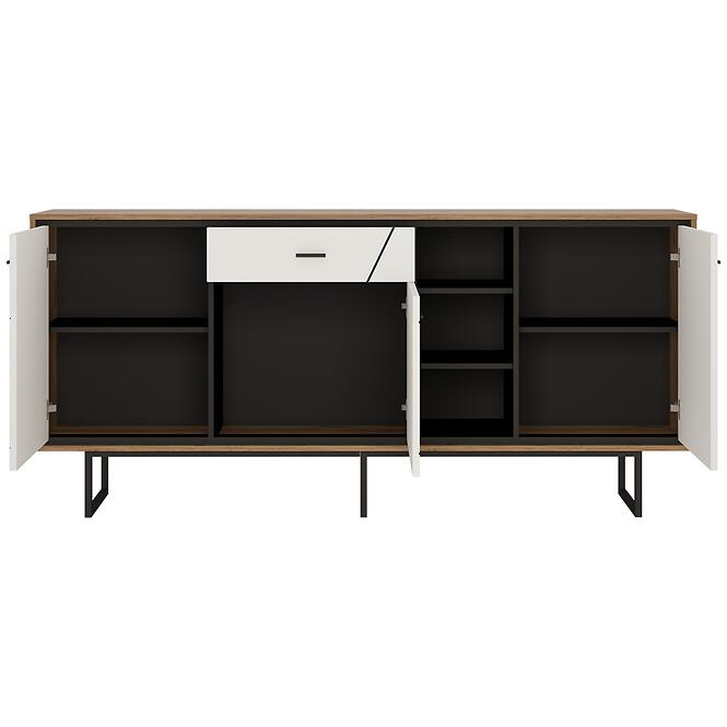 Komód Brolo BROK06 3D1S tölgy catania/fekete gyöngy/mdf fehér HG,4