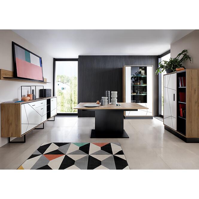 Komód Brolo BROK06 3D1S tölgy catania/fekete gyöngy/mdf fehér HG,7