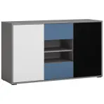 Komód Laser LASK02B 2D2S platina szürke/fekete gyöngy/alpesi fehér/kék