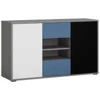 Komód Laser LASK02B 2D2S platina szürke/fekete gyöngy/alpesi fehér/kék
